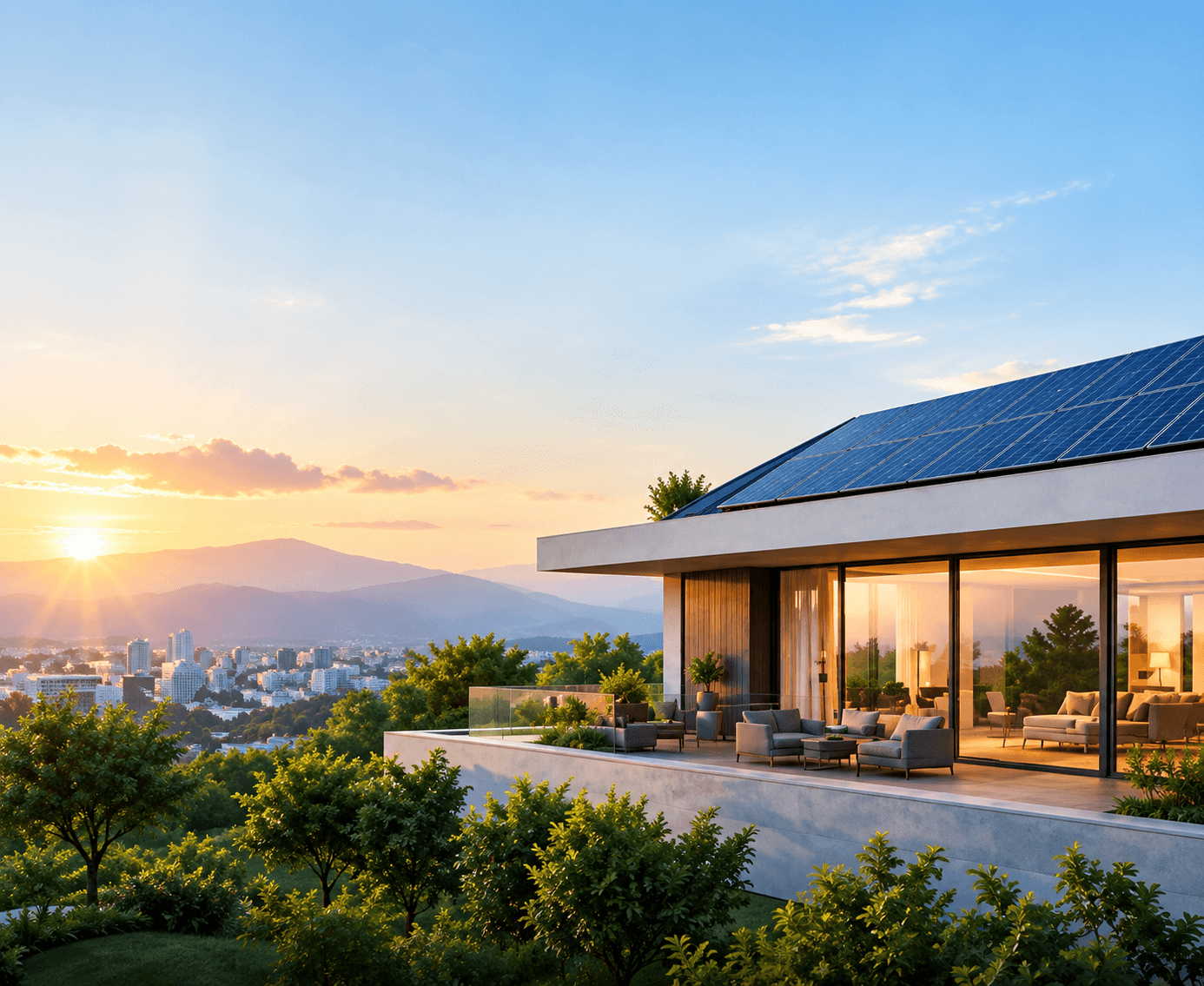Modern House with Solar Panels